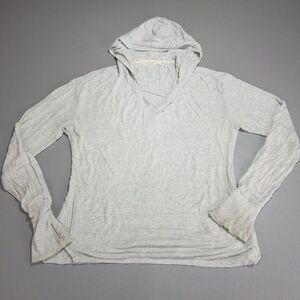 Athleta Hooded Sweater Womens Medium Gray Long Sleeve Baggy Loose Fit Activewear